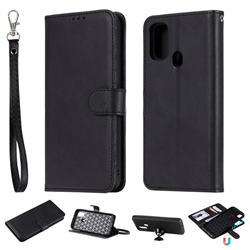 Retro Greek Detachable Magnetic PU Leather Wallet Phone Case for Samsung Galaxy M30s - Black