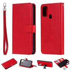 Retro Greek Detachable Magnetic PU Leather Wallet Phone Case for Samsung Galaxy M30s - Red