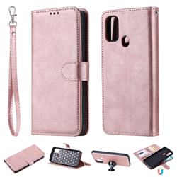 Retro Greek Detachable Magnetic PU Leather Wallet Phone Case for Samsung Galaxy M30s - Rose Gold