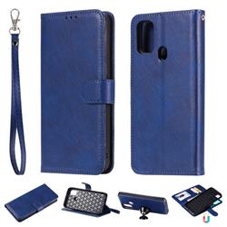 Retro Greek Detachable Magnetic PU Leather Wallet Phone Case for Samsung Galaxy M30s - Blue