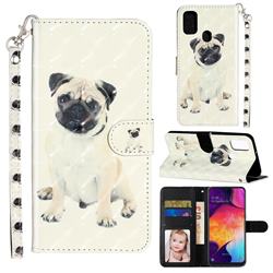 Pug Dog 3D Leather Phone Holster Wallet Case for Samsung Galaxy M30s