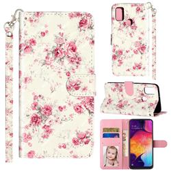 Rambler Rose Flower 3D Leather Phone Holster Wallet Case for Samsung Galaxy M30s