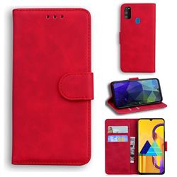 Retro Classic Skin Feel Leather Wallet Phone Case for Samsung Galaxy M30s - Red