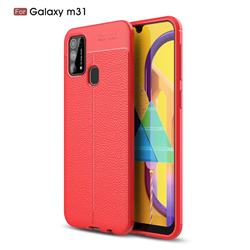 Luxury Auto Focus Litchi Texture Silicone TPU Back Cover for Samsung Galaxy M31 - Red