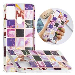 Square Puzzle Painted Marble Electroplating Protective Case for Samsung Galaxy M31