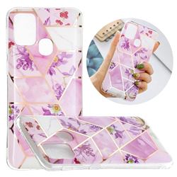 Purple Flower Painted Marble Electroplating Protective Case for Samsung Galaxy M31