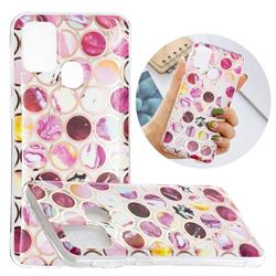 Round Puzzle Painted Marble Electroplating Protective Case for Samsung Galaxy M31