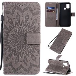 Embossing Sunflower Leather Wallet Case for Samsung Galaxy M31 - Gray
