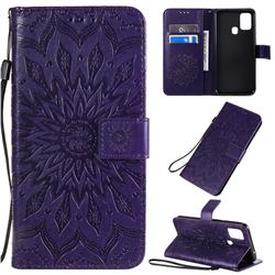 Embossing Sunflower Leather Wallet Case for Samsung Galaxy M31 - Purple