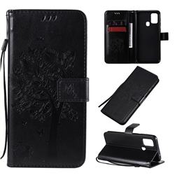 Embossing Butterfly Tree Leather Wallet Case for Samsung Galaxy M31 - Black