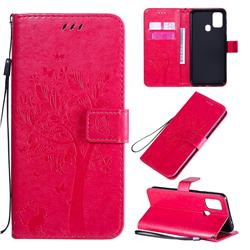 Embossing Butterfly Tree Leather Wallet Case for Samsung Galaxy M31 - Rose