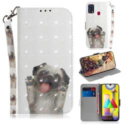 Pug Dog 3D Painted Leather Wallet Phone Case for Samsung Galaxy M31
