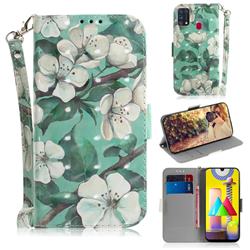 Watercolor Flower 3D Painted Leather Wallet Phone Case for Samsung Galaxy M31