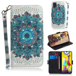 Peacock Mandala 3D Painted Leather Wallet Phone Case for Samsung Galaxy M31
