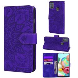 Retro Embossing Mandala Flower Leather Wallet Case for Samsung Galaxy M31 - Purple