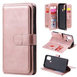 Multi-function Ten Card Slots and Photo Frame PU Leather Wallet Phone Case Cover for Samsung Galaxy M31 - Rose Gold