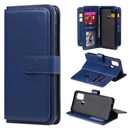 Multi-function Ten Card Slots and Photo Frame PU Leather Wallet Phone Case Cover for Samsung Galaxy M31 - Dark Blue