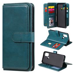 Multi-function Ten Card Slots and Photo Frame PU Leather Wallet Phone Case Cover for Samsung Galaxy M31 - Dark Green