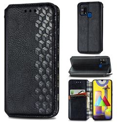 Ultra Slim Fashion Business Card Magnetic Automatic Suction Leather Flip Cover for Samsung Galaxy M31 - Black