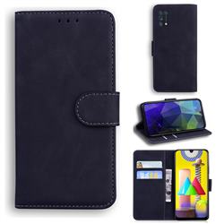 Retro Classic Skin Feel Leather Wallet Phone Case for Samsung Galaxy M31 - Black