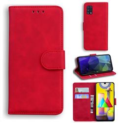 Retro Classic Skin Feel Leather Wallet Phone Case for Samsung Galaxy M31 - Red