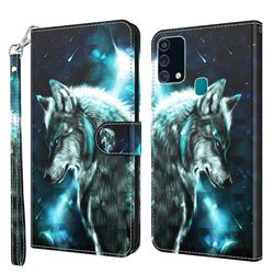 Snow Wolf 3D Painted Leather Wallet Case for Samsung Galaxy M31
