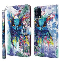 Watercolor Owl 3D Painted Leather Wallet Case for Samsung Galaxy M31