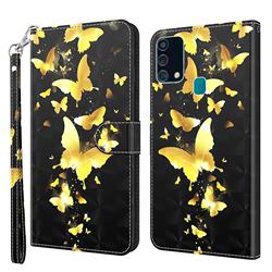 Golden Butterfly 3D Painted Leather Wallet Case for Samsung Galaxy M31