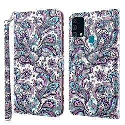 Swirl Flower 3D Painted Leather Wallet Case for Samsung Galaxy M31
