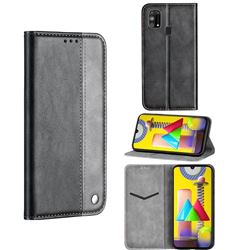 Classic Business Ultra Slim Magnetic Sucking Stitching Flip Cover for Samsung Galaxy M31 - Silver Gray