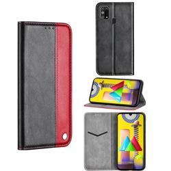 Classic Business Ultra Slim Magnetic Sucking Stitching Flip Cover for Samsung Galaxy M31 - Red