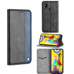 Classic Business Ultra Slim Magnetic Sucking Stitching Flip Cover for Samsung Galaxy M31 - Blue