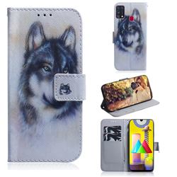 Snow Wolf PU Leather Wallet Case for Samsung Galaxy M31