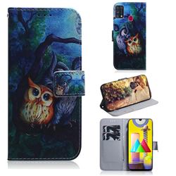 Oil Painting Owl PU Leather Wallet Case for Samsung Galaxy M31