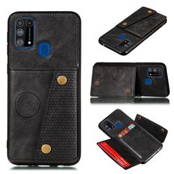 Retro Multifunction Card Slots Stand Leather Coated Phone Back Cover for Samsung Galaxy M31 - Black