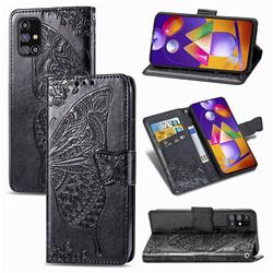 Embossing Mandala Flower Butterfly Leather Wallet Case for Samsung Galaxy M31s - Black