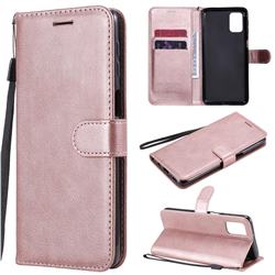 Retro Greek Classic Smooth PU Leather Wallet Phone Case for Samsung Galaxy M31s - Rose Gold