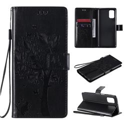 Embossing Butterfly Tree Leather Wallet Case for Samsung Galaxy M31s - Black
