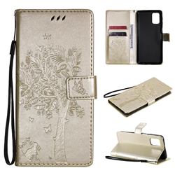 Embossing Butterfly Tree Leather Wallet Case for Samsung Galaxy M31s - Champagne