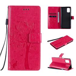 Embossing Butterfly Tree Leather Wallet Case for Samsung Galaxy M31s - Rose