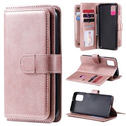 Multi-function Ten Card Slots and Photo Frame PU Leather Wallet Phone Case Cover for Samsung Galaxy M31s - Rose Gold