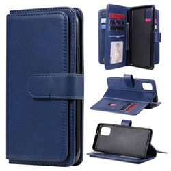 Multi-function Ten Card Slots and Photo Frame PU Leather Wallet Phone Case Cover for Samsung Galaxy M31s - Dark Blue