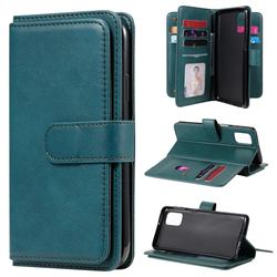 Multi-function Ten Card Slots and Photo Frame PU Leather Wallet Phone Case Cover for Samsung Galaxy M31s - Dark Green