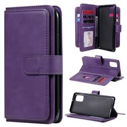 Multi-function Ten Card Slots and Photo Frame PU Leather Wallet Phone Case Cover for Samsung Galaxy M31s - Violet