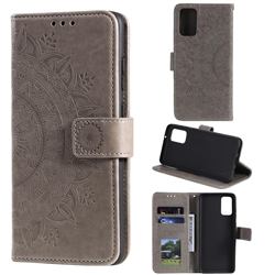 Intricate Embossing Datura Leather Wallet Case for Samsung Galaxy M31s - Gray
