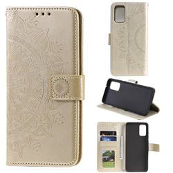 Intricate Embossing Datura Leather Wallet Case for Samsung Galaxy M31s - Golden