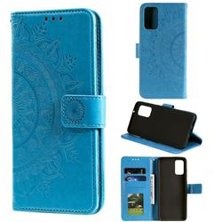 Intricate Embossing Datura Leather Wallet Case for Samsung Galaxy M31s - Blue