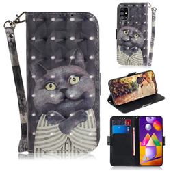 Cat Embrace 3D Painted Leather Wallet Phone Case for Samsung Galaxy M31s