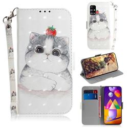 Cute Tomato Cat 3D Painted Leather Wallet Phone Case for Samsung Galaxy M31s