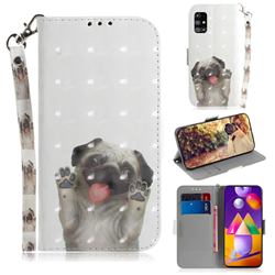 Pug Dog 3D Painted Leather Wallet Phone Case for Samsung Galaxy M31s
